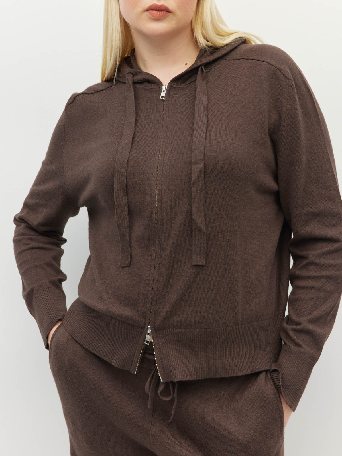 JHL Zip Hoodie (Cotton Cashmere) Chocolate