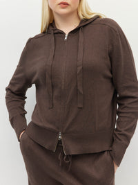 JHL Zip Hoodie (Cotton Cashmere) Chocolate