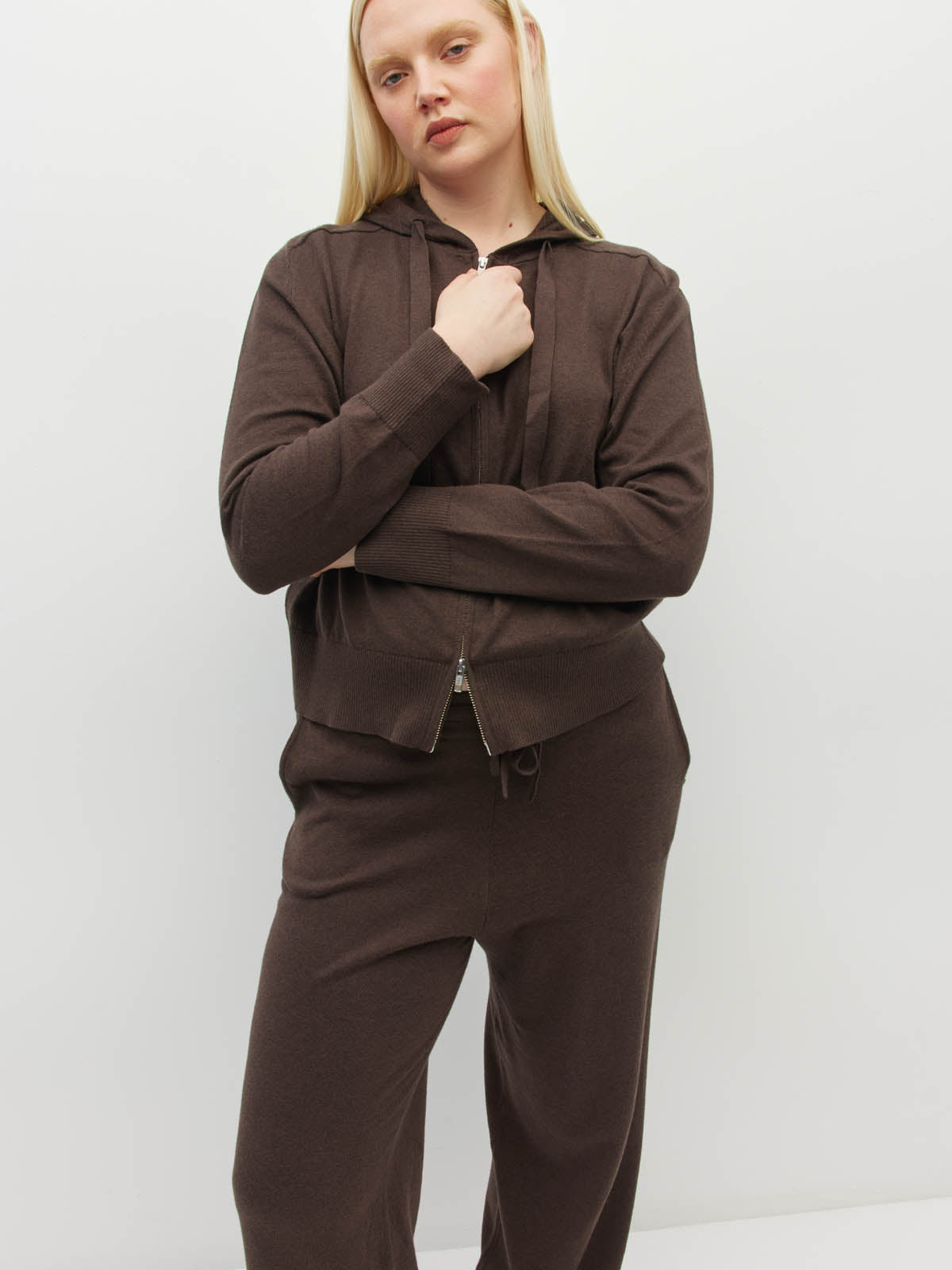 JHL Zip Hoodie (Cotton Cashmere) Chocolate