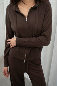 JHL Zip Hoodie (Cotton Cashmere) Chocolate