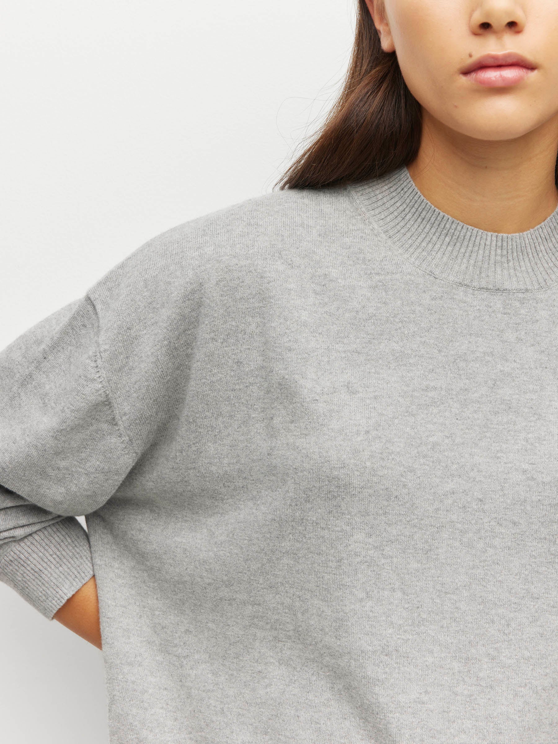 JHL Crew Sweater (Cotton Cashmere) Grey Marle