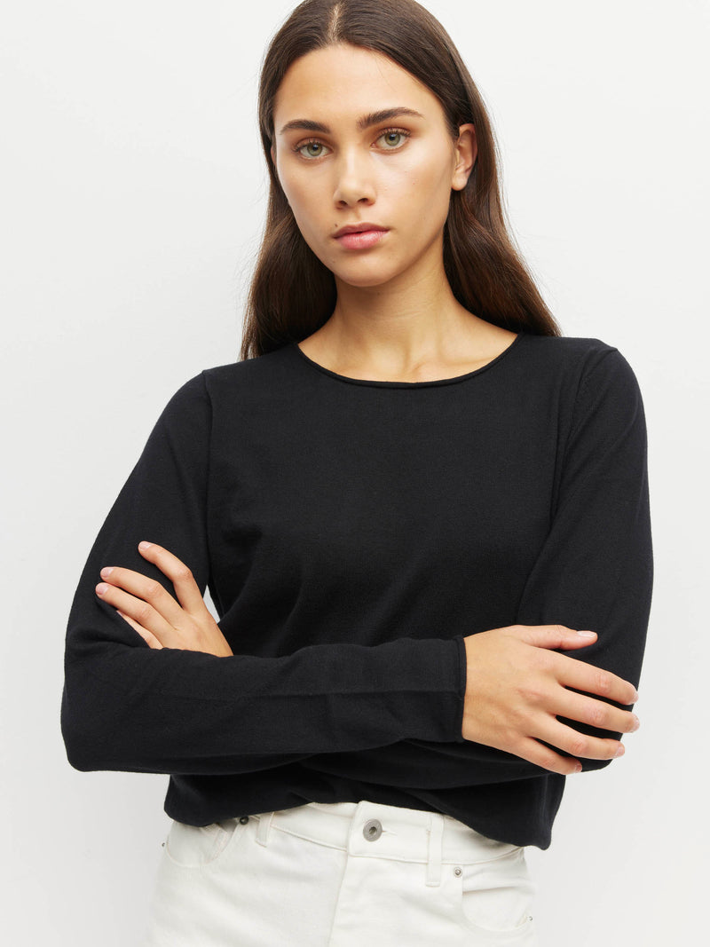 JHL Crew L/S T (Fine Cotton Cashmere) Black