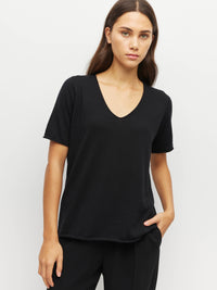 JHL V-Neck T (Fine Cotton Cashmere) Black