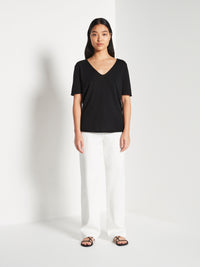 JHL V-Neck T (Fine Cotton Cashmere) Black