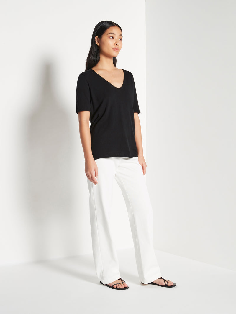 JHL V-Neck T (Fine Cotton Cashmere) Black