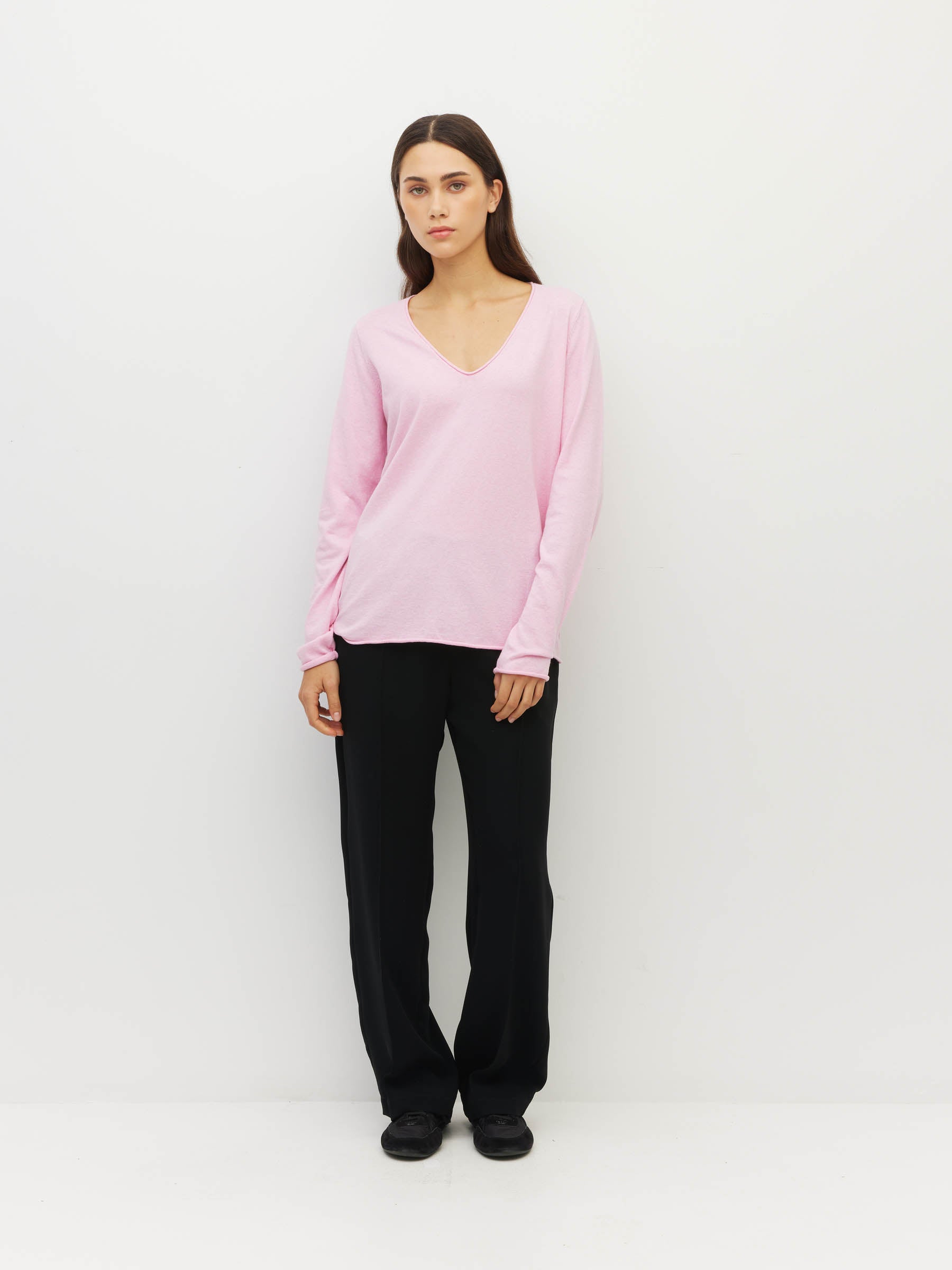 JHL V-Neck L/S T (Fine Cotton Cashmere) Candy Marle