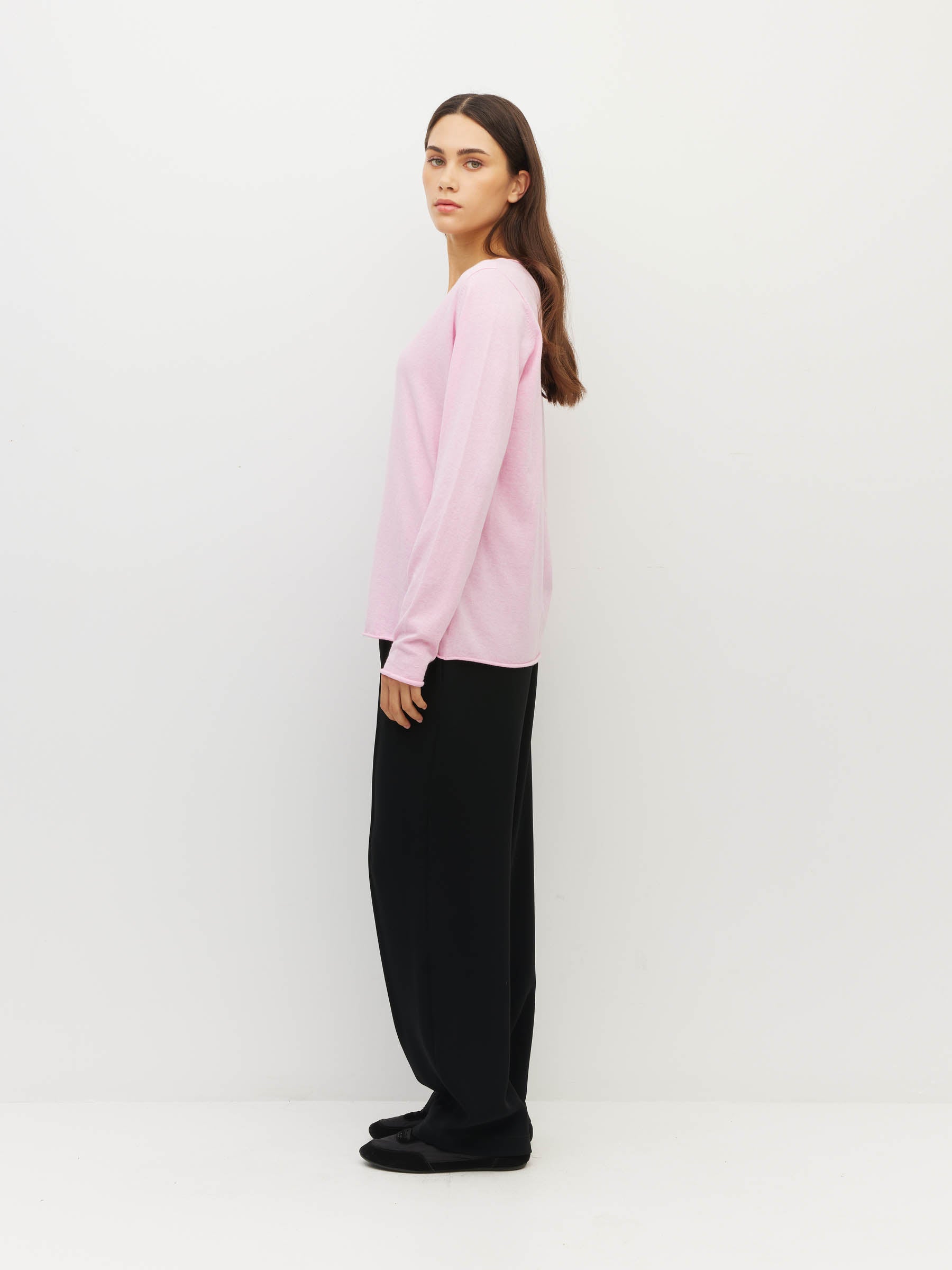 JHL V-Neck L/S T (Fine Cotton Cashmere) Candy Marle