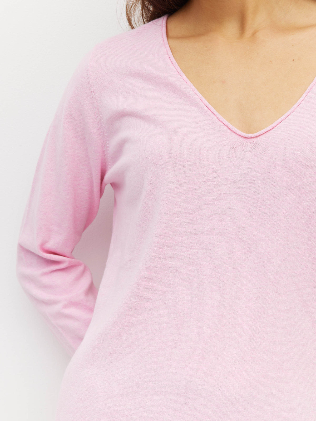 JHL V-Neck L/S T (Fine Cotton Cashmere) Candy Marle