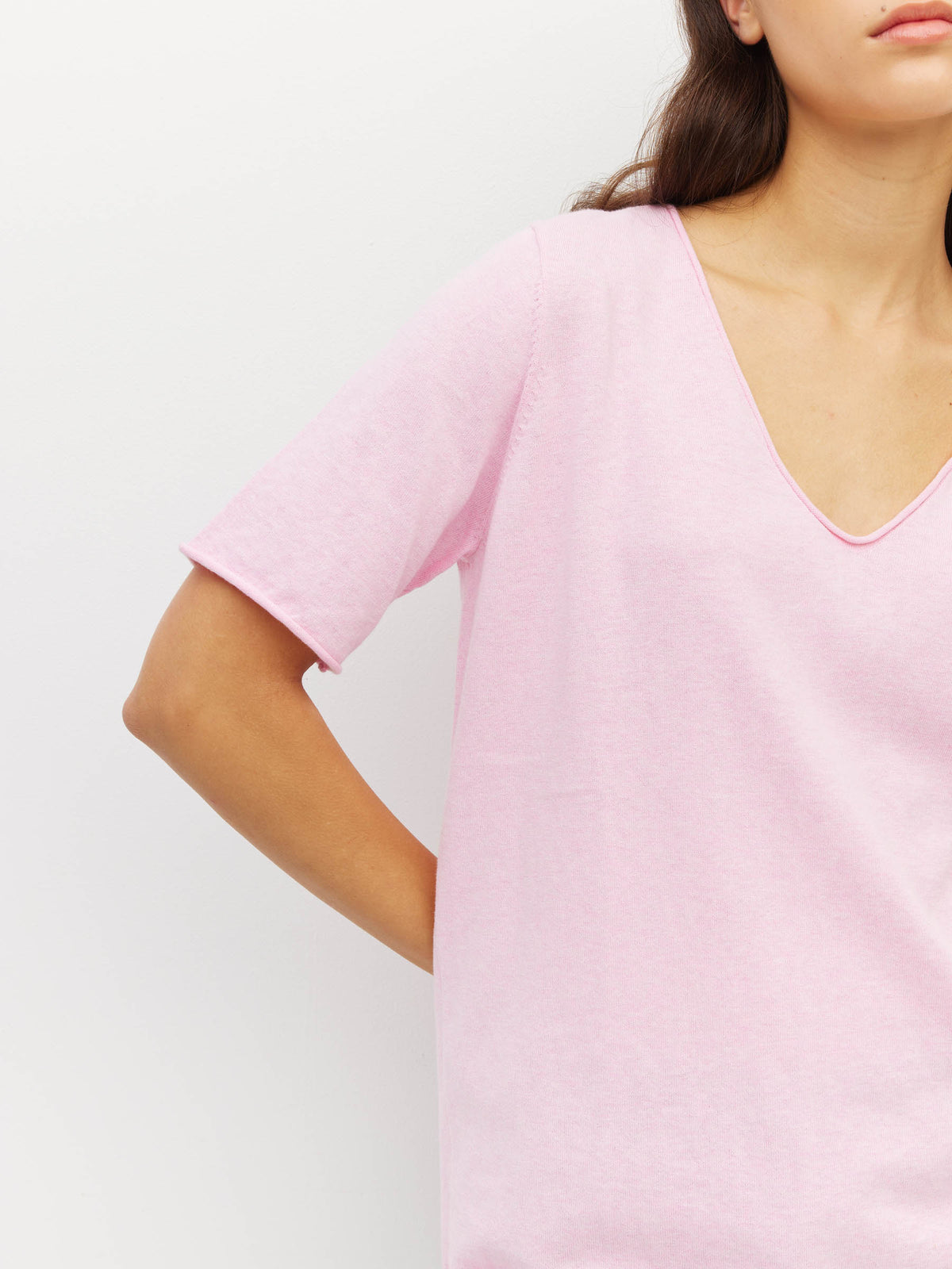 JHL V-Neck T (Fine Cotton Cashmere) Candy Marle