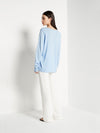 JHL V-Neck L/S T (Fine Cotton Cashmere) Cornflower Blue