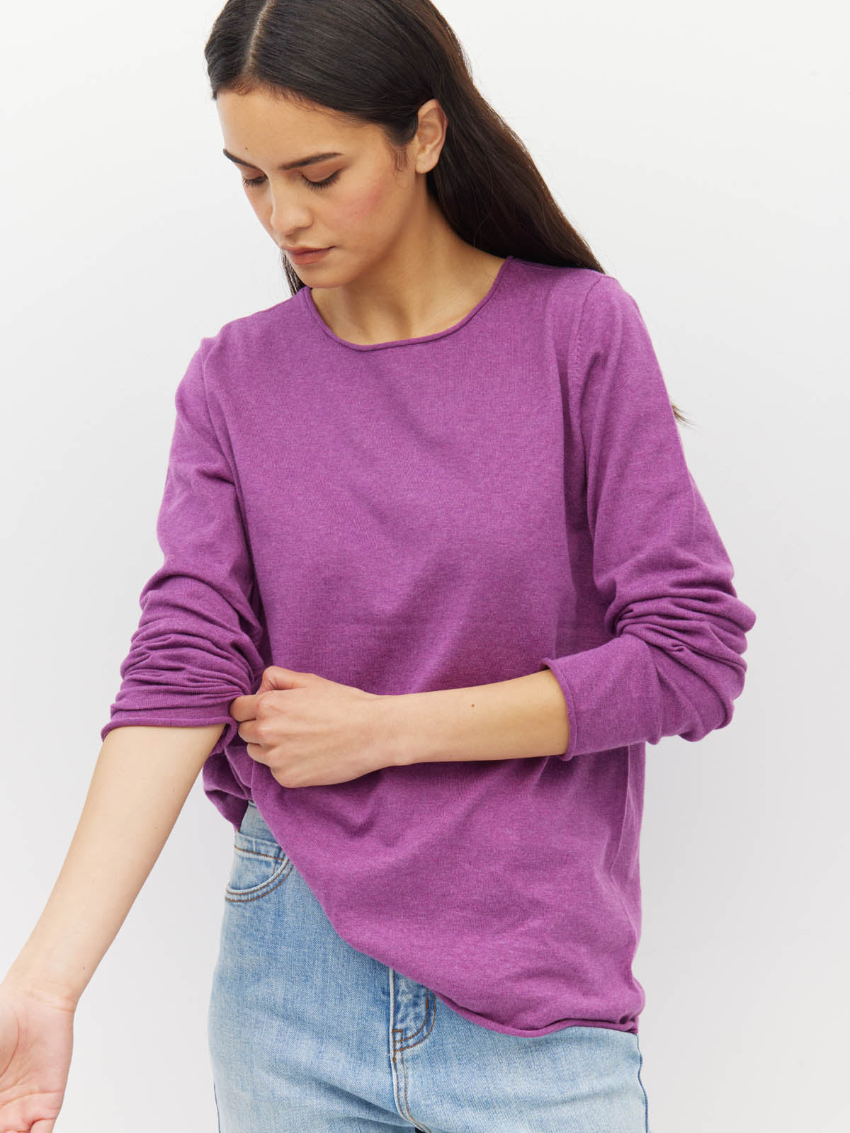 JHL Crew L/S T (Fine Cotton Cashmere) Iris Marle