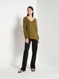 JHL V-Neck L/S T (Fine Cotton Cashmere) Moss