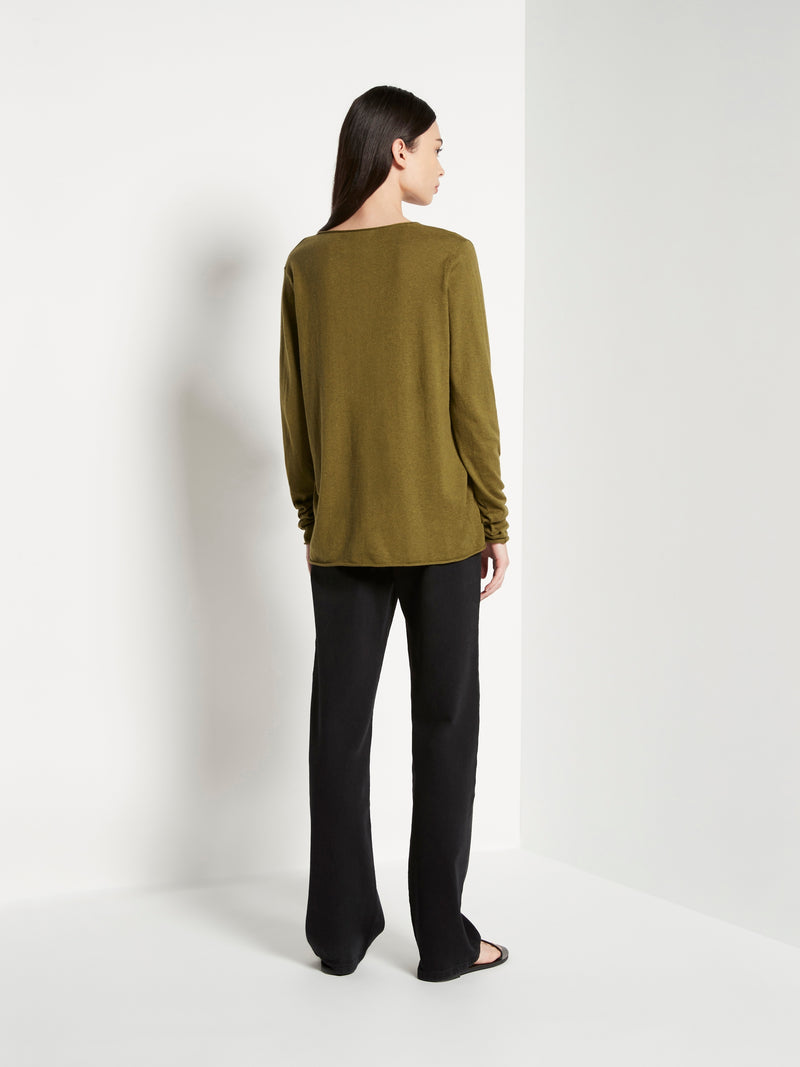 JHL V-Neck L/S T (Fine Cotton Cashmere) Moss