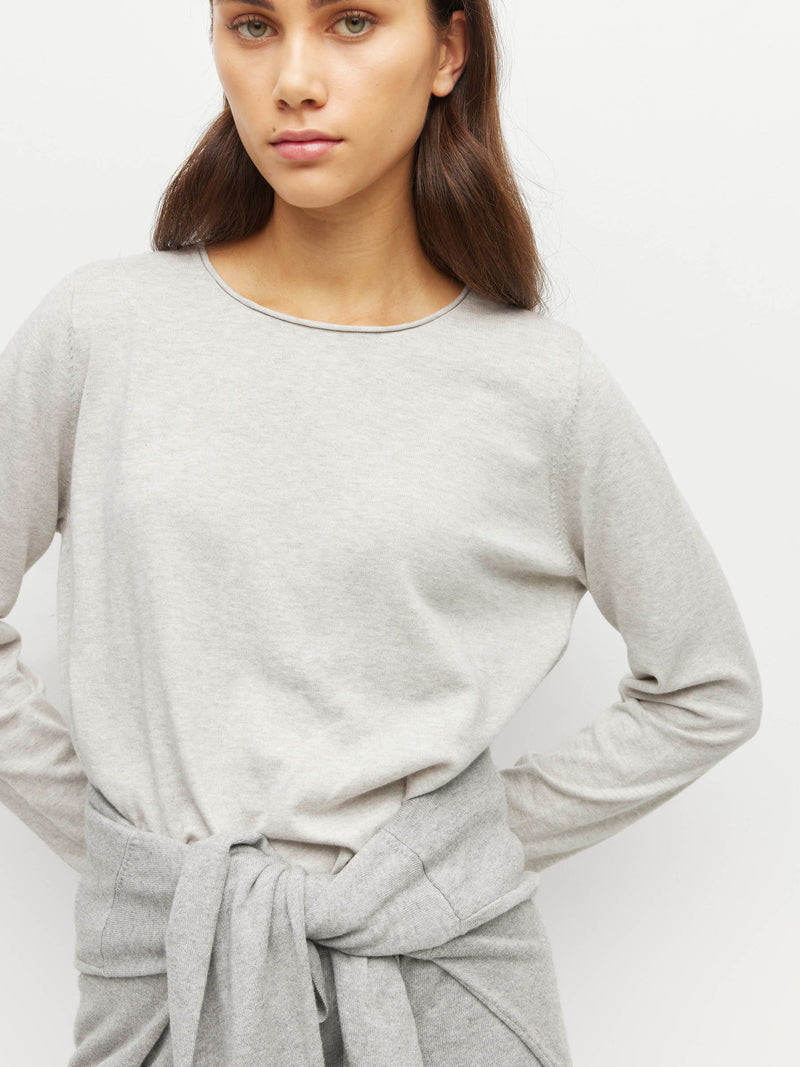 JHL Crew L/S T (Fine Cotton Cashmere) Soft Grey Marle