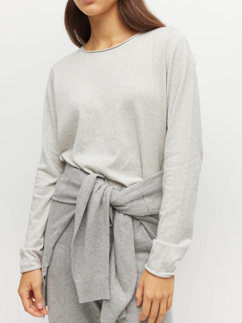 JHL Crew L/S T (Fine Cotton Cashmere) Soft Grey Marle