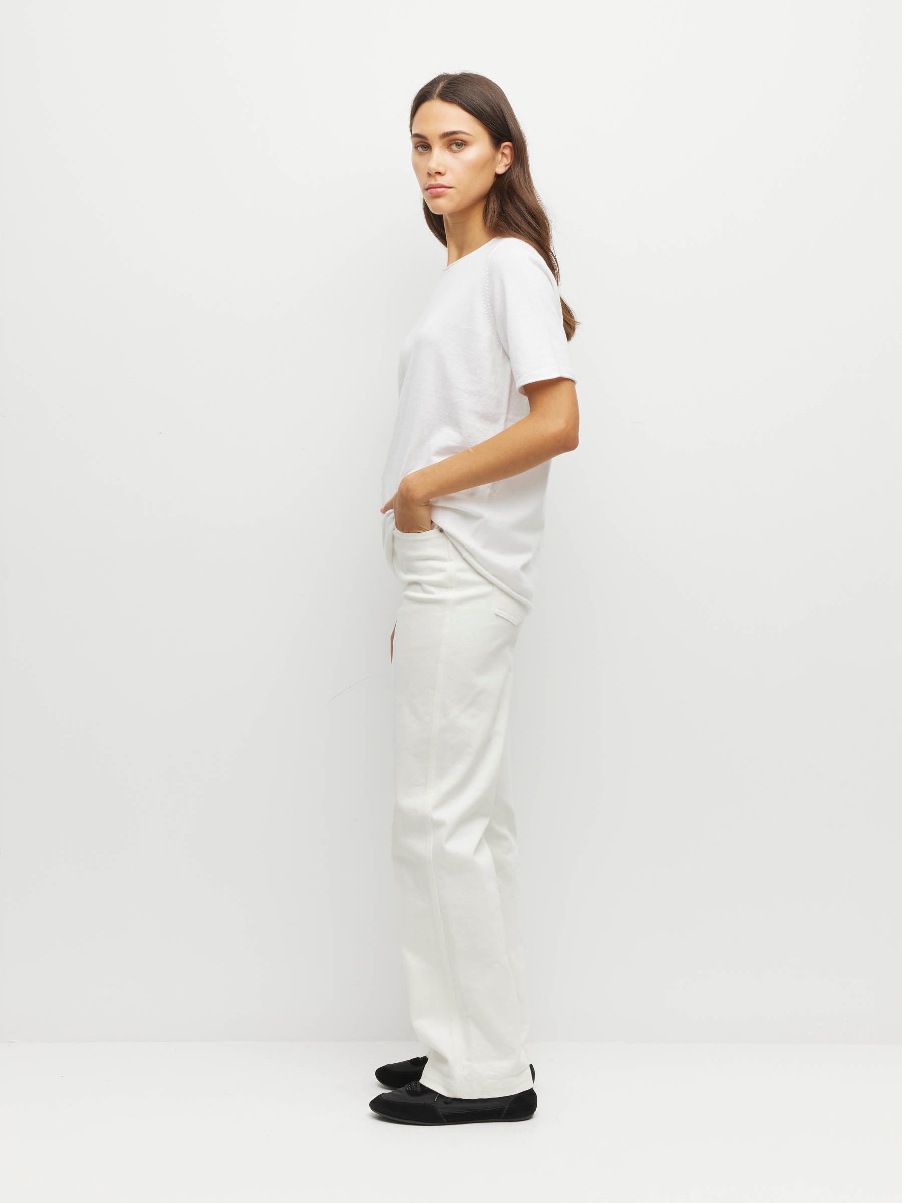 JHL Crew T (Fine Cotton Cashmere) White