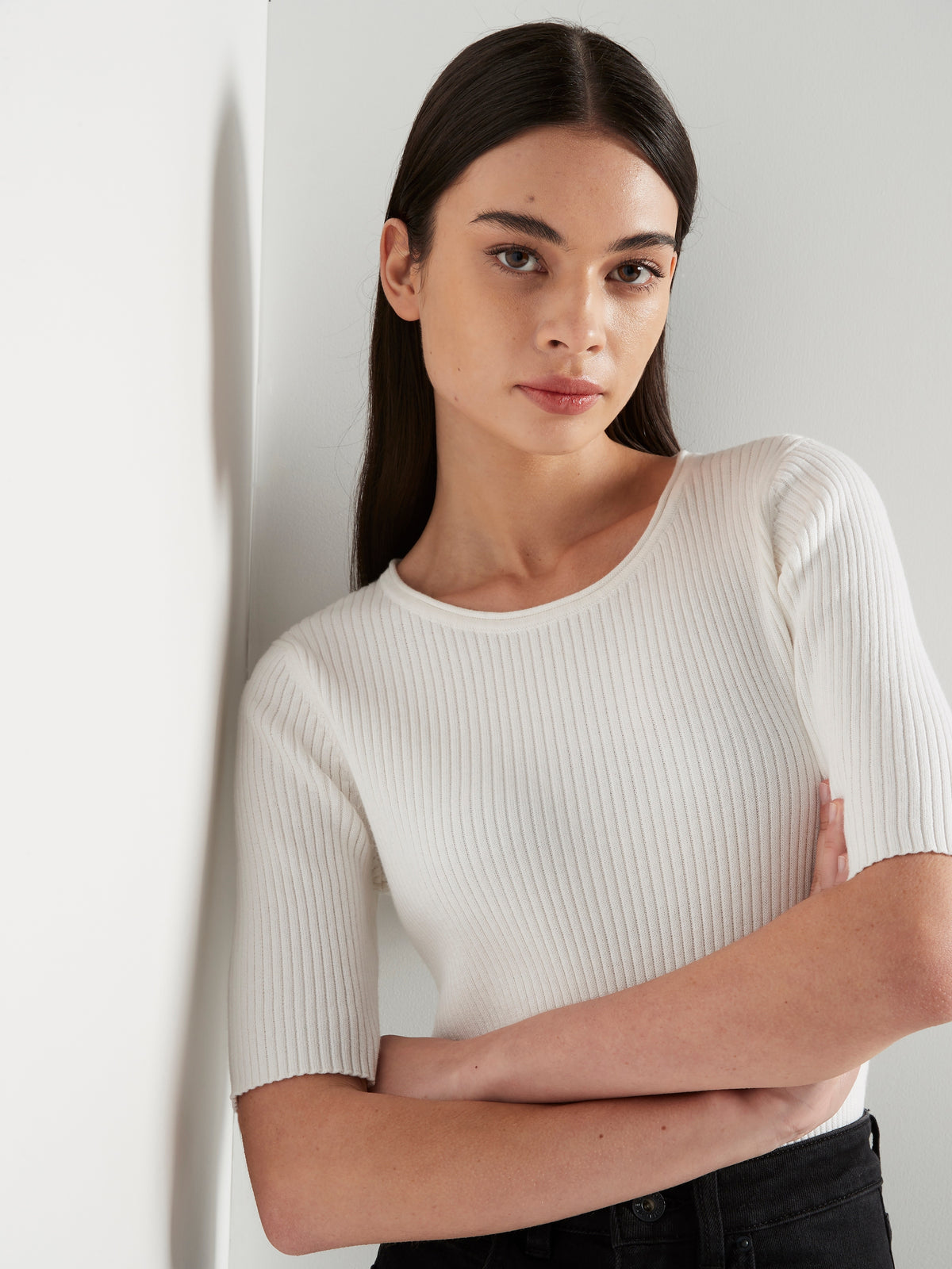 JHL Rib T (Luxe Cotton Cashmere) Snow