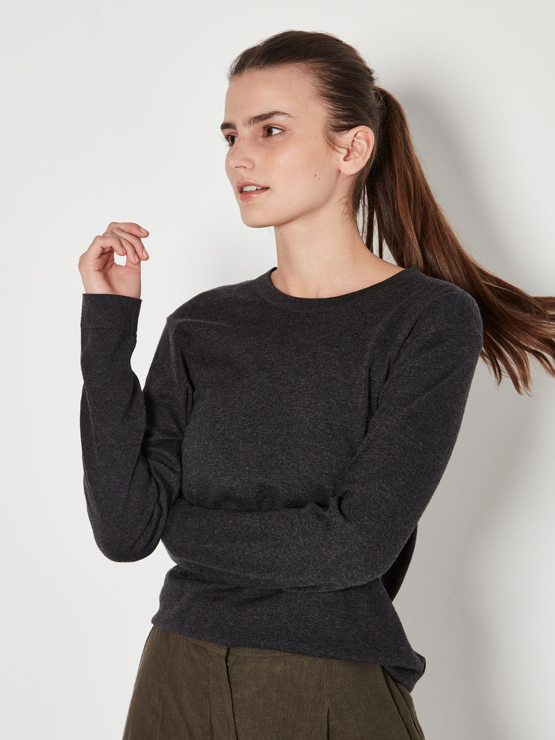 JHL L/S Luxe T (Luxe Cotton Cashmere) Charcoal