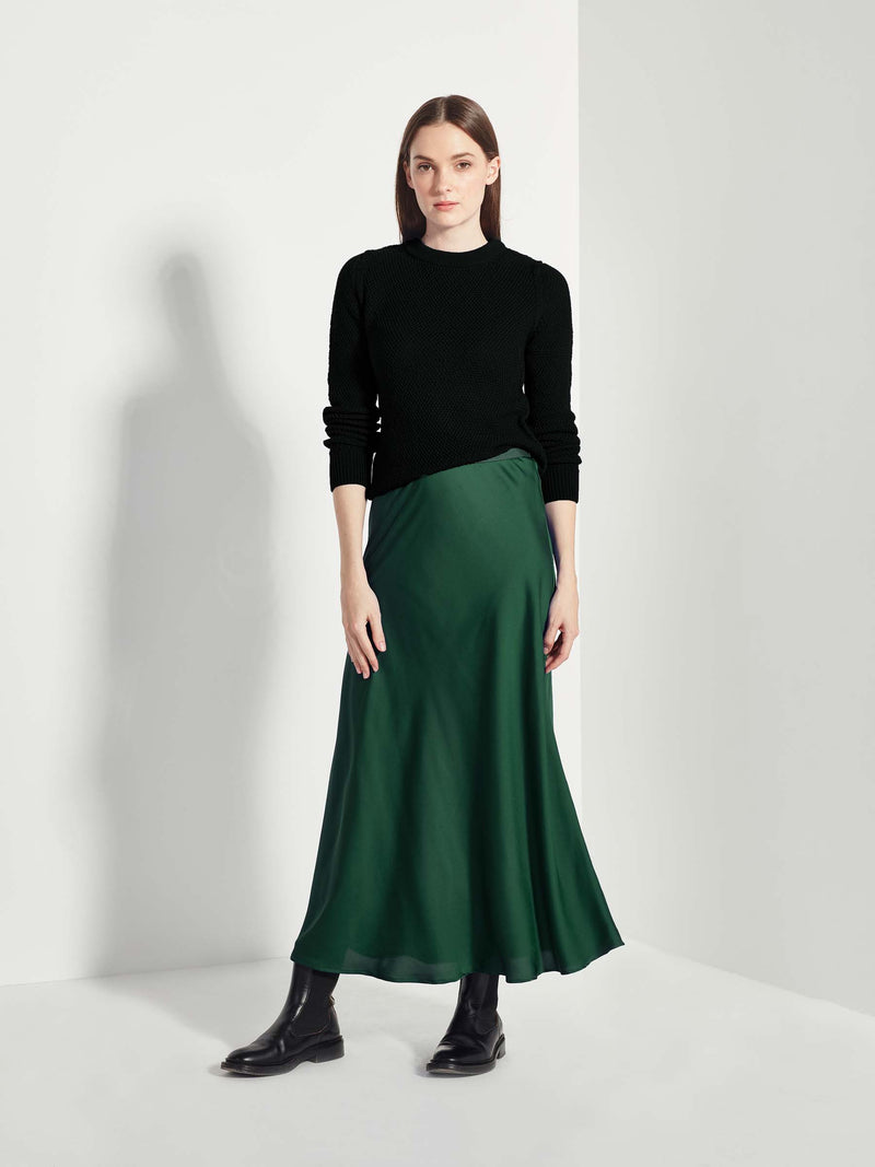 Elle Skirt (Luxe Satin) Emerald