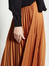 Evelyn Pleat Skirt (Satin Triacetate) Tobacco