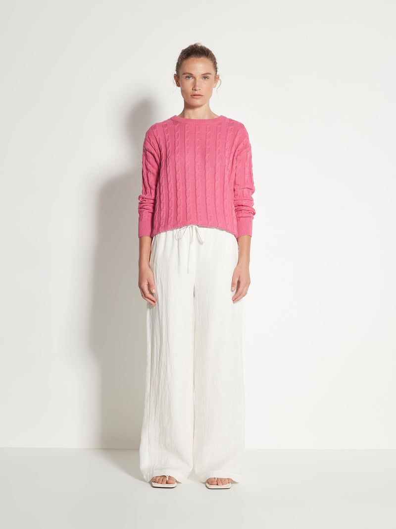 Cable Crew (Cotton Knit) Hot Pink