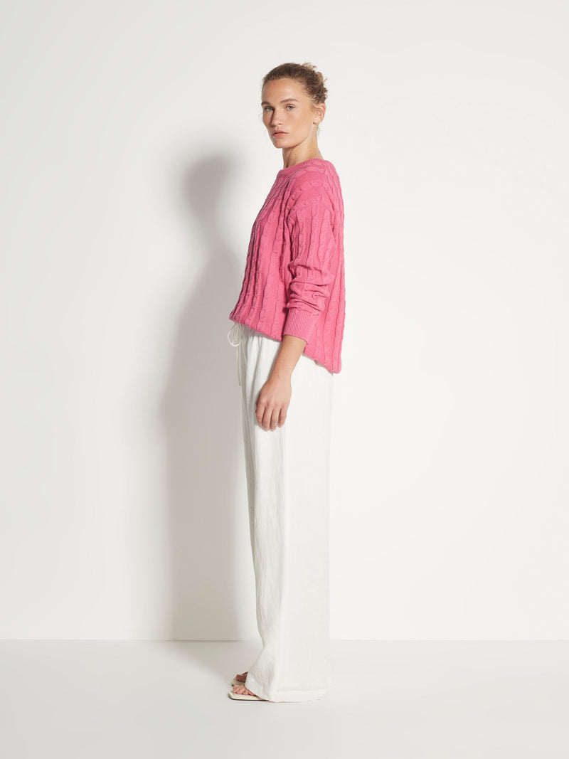 Cable Crew (Cotton Knit) Hot Pink