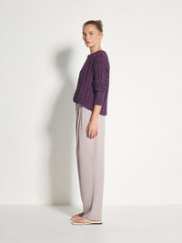 Cable Crew (Cotton Knit) Purple Marle