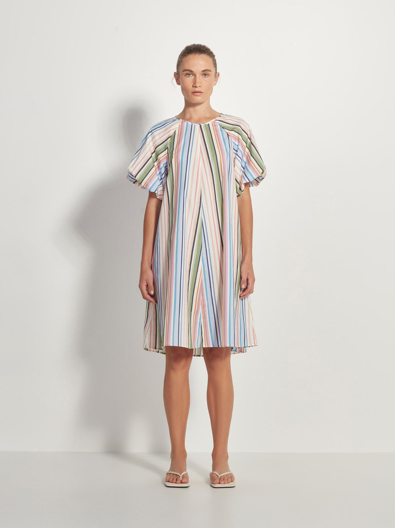 Emma Dress (Candy Stripe Organic Cotton) Pastel Stripe