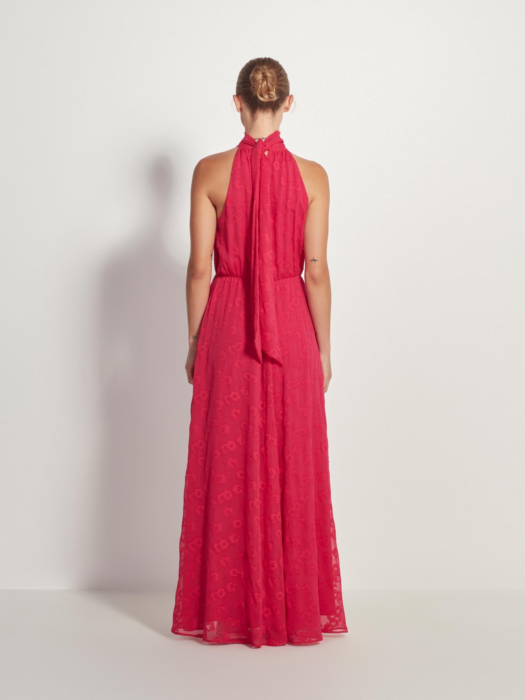 Hana Dress (Flower Silk Jacquard) Fuchsia