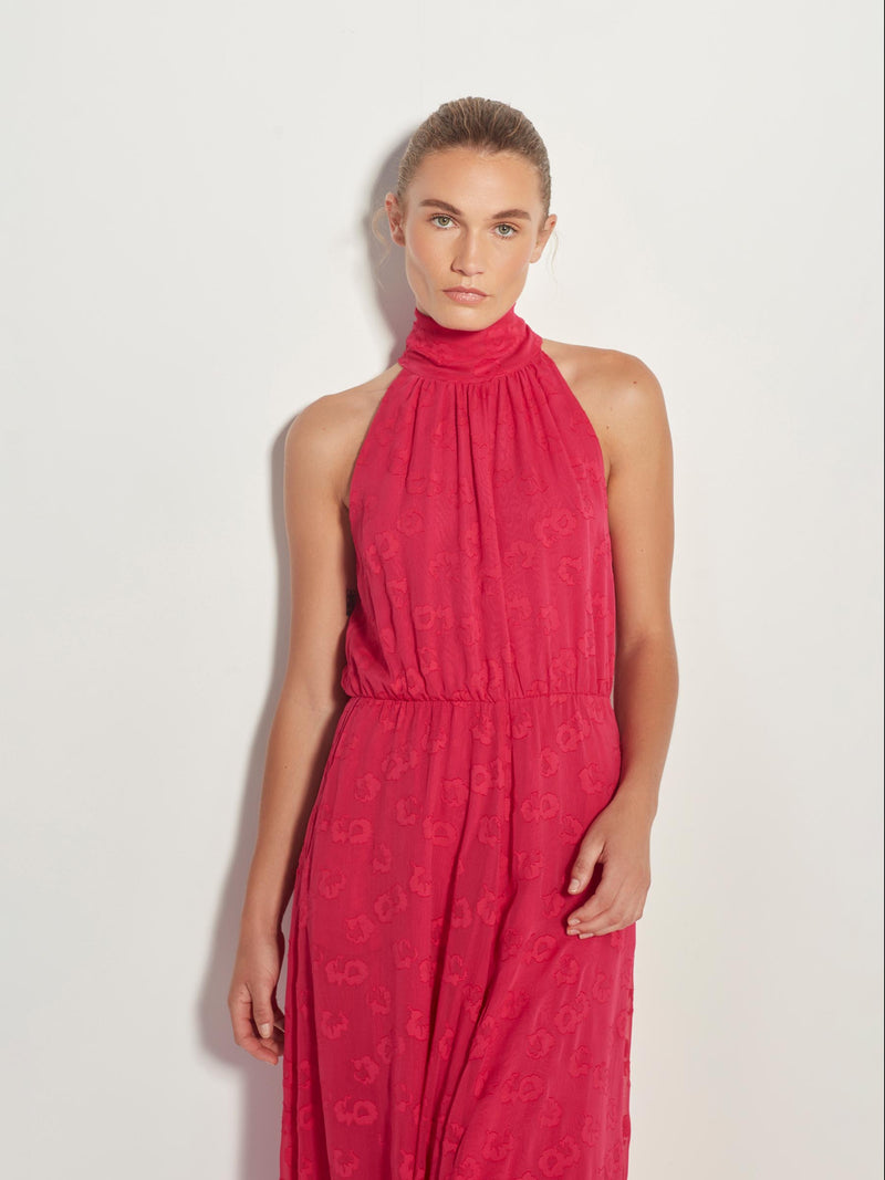 Hana Dress (Flower Silk Jacquard) Fuchsia