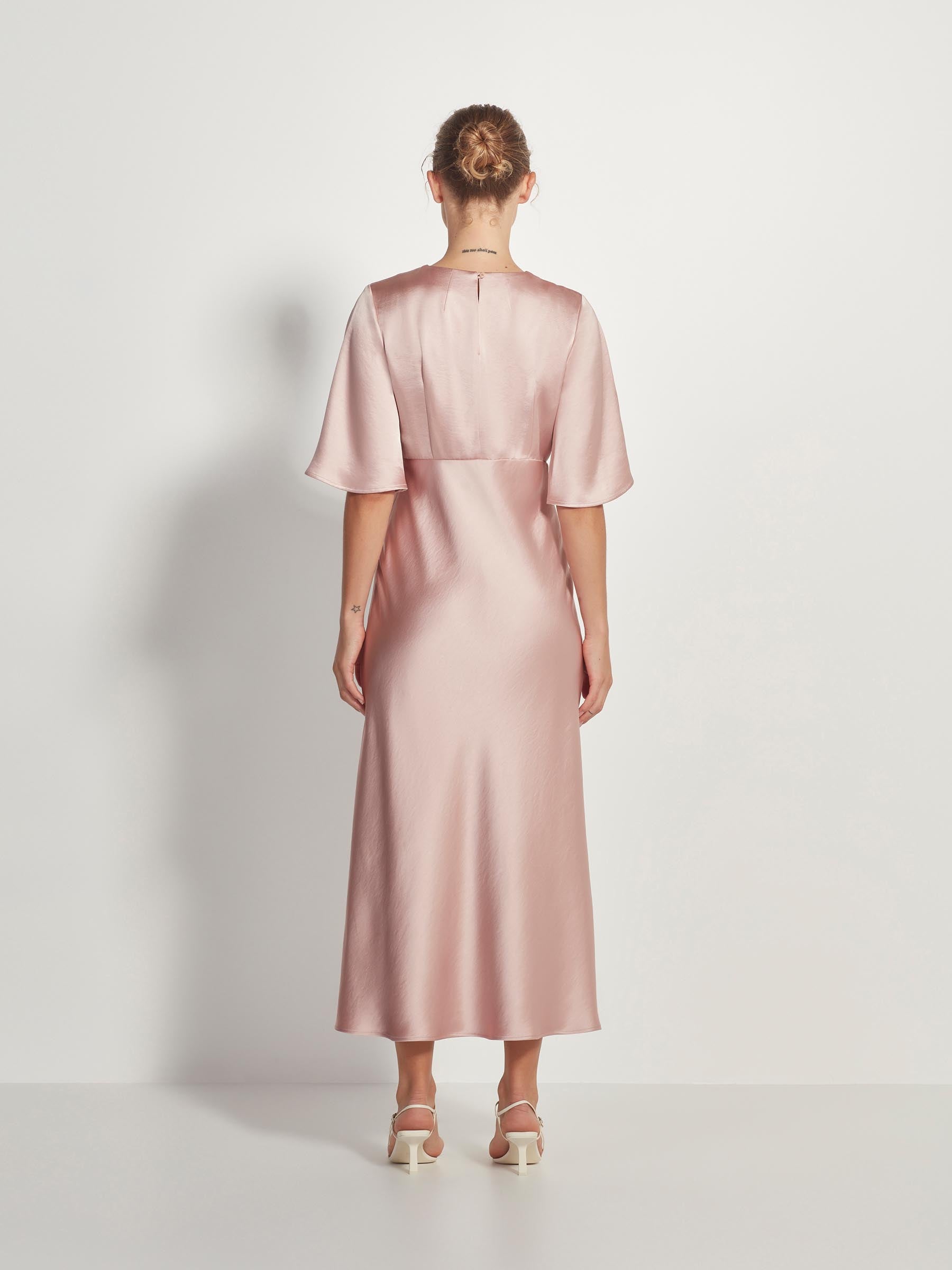 Lou Dress (Heavy Satin) Powder Pink