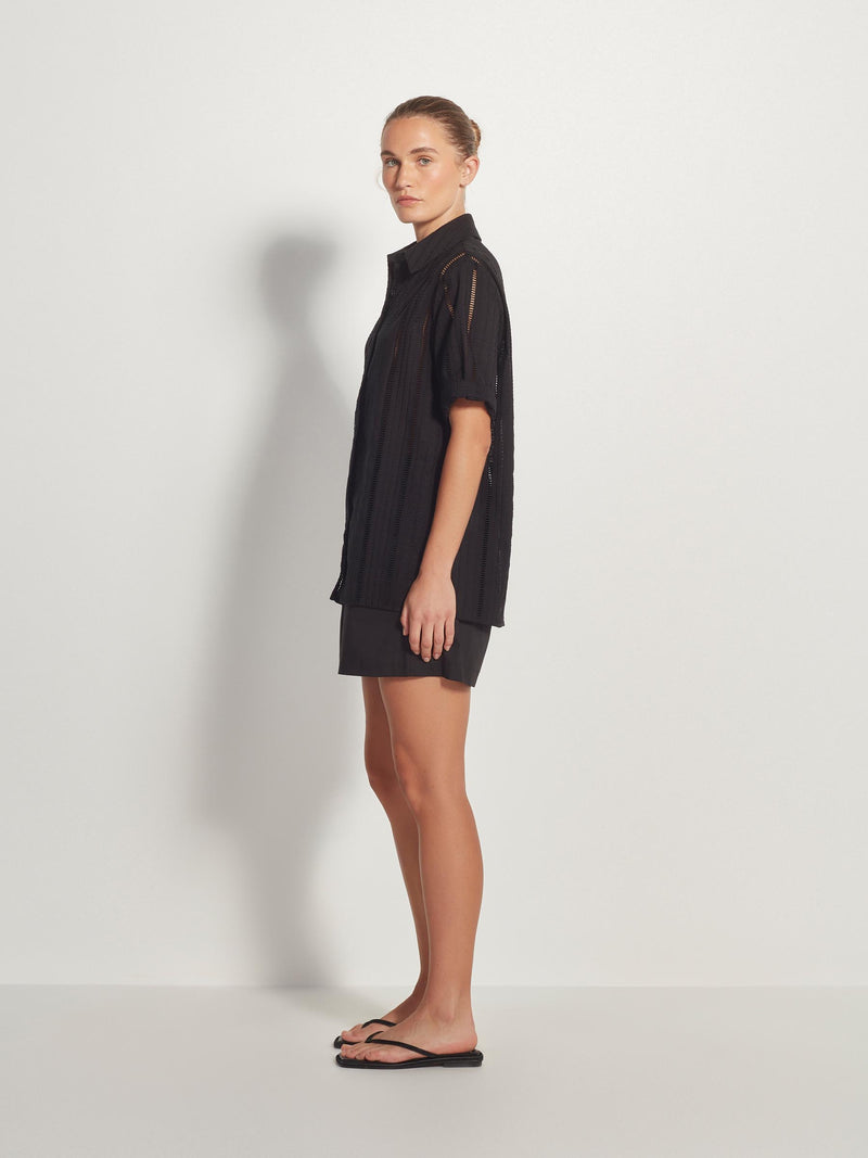 Alethia Shirt (Lattice Broderie) Black Emb