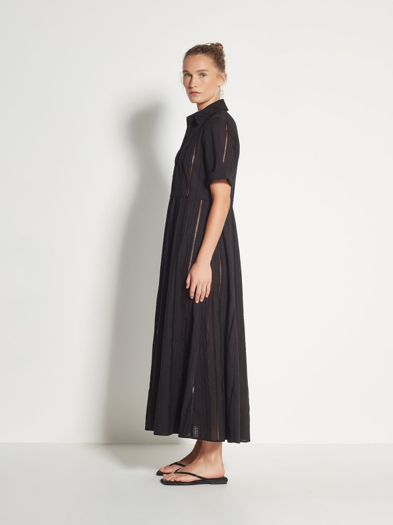 Delphi Dress (Lattice Broderie) Black Emb
