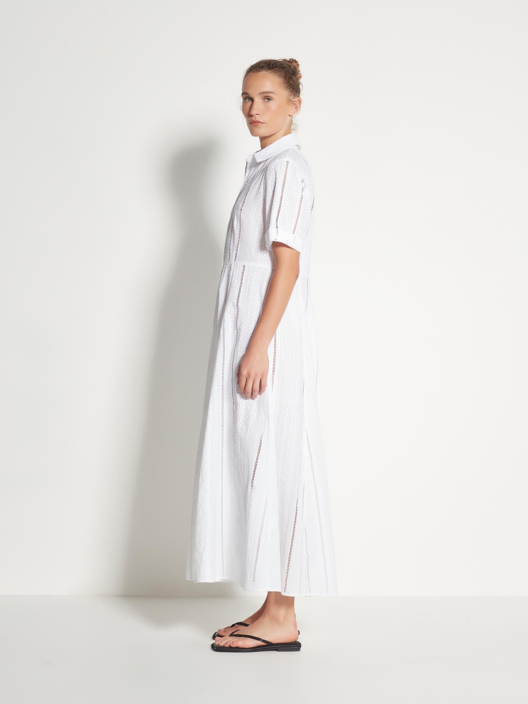 Delphi Dress (Lattice Broderie) White Emb
