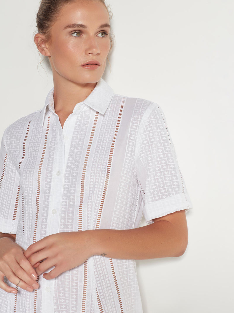 Delphi Dress (Lattice Broderie) White Emb