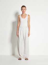 Boyfriend Pant (Linen Stripe Suiting) Parchment