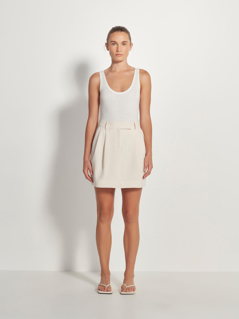 Boyfriend Mini Skirt (Refined Crepe) Ecru