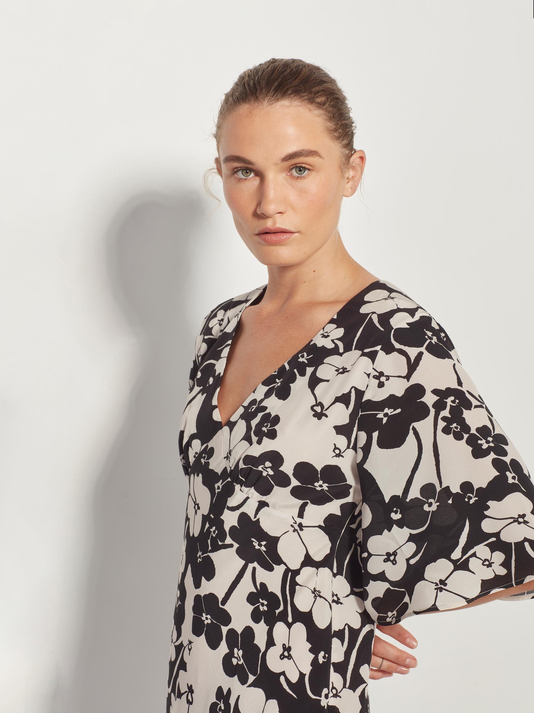 Florence Dress (Sakura Silk) Mono Floral