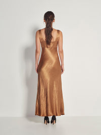 Mei Dress (Crushed Satin) Bronze