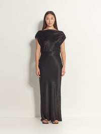 Monaco Dress (Crushed Satin) Black