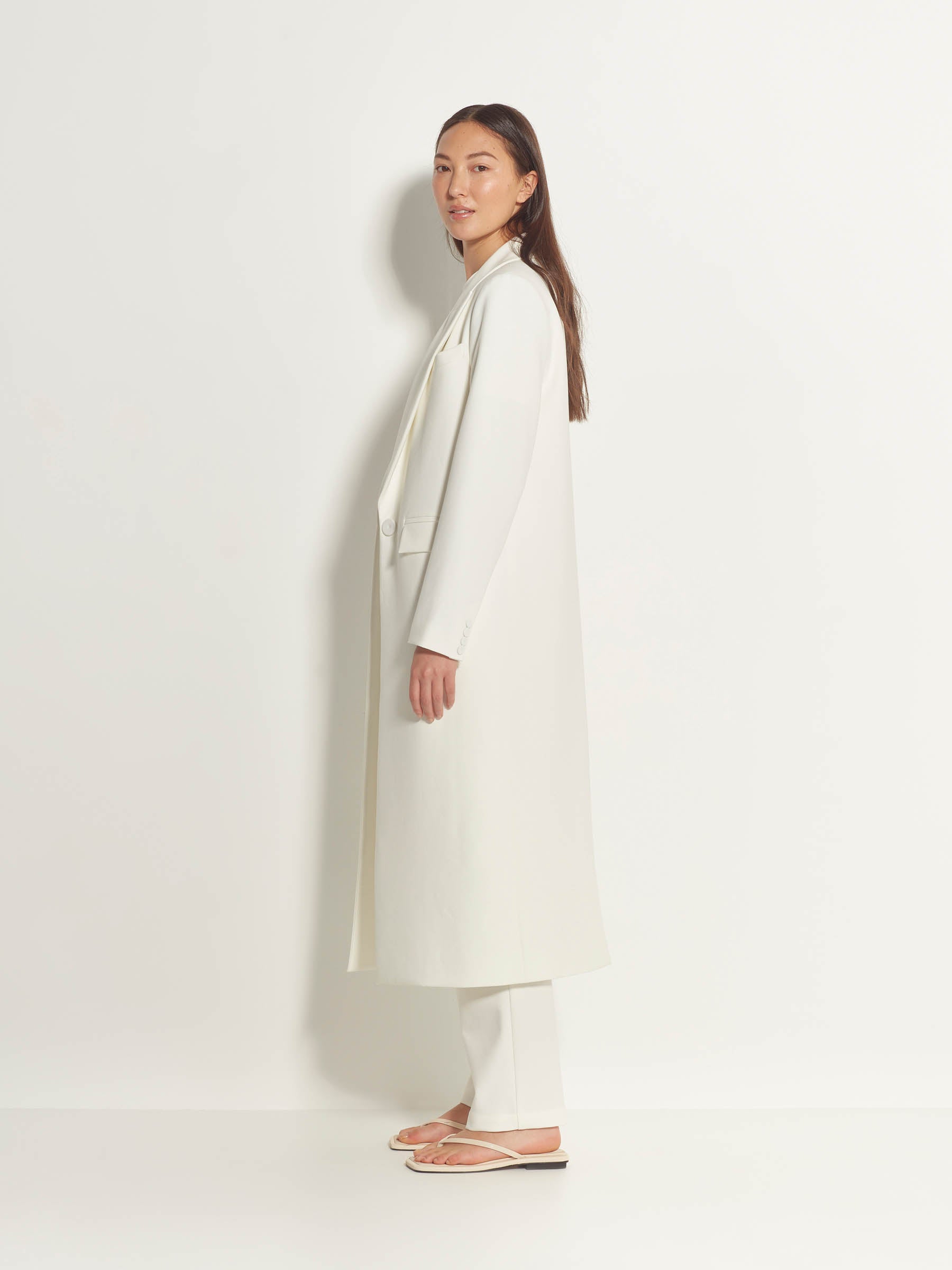 Mantelle Coat (Stretch Suiting) Ivory