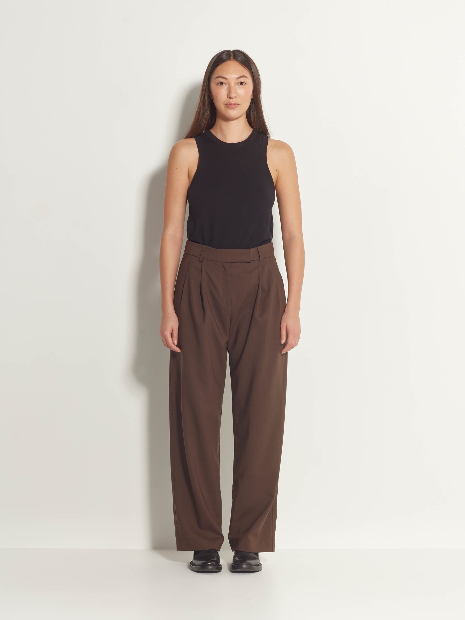 Boyfriend Pant (Wool Stretch Suiting) Chocolate