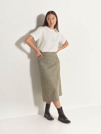 Selina Skirt (Classic Tweed) Green Speckle