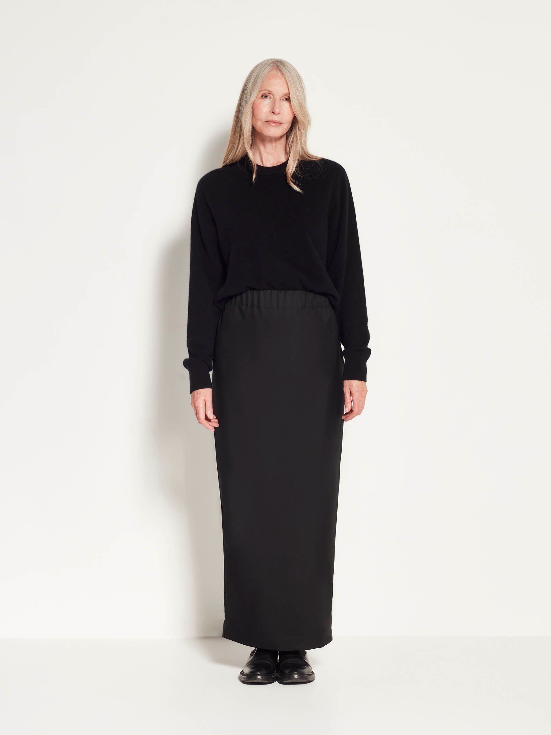 Sam Skirt Wool Silk Twill Black Juliette Hogan