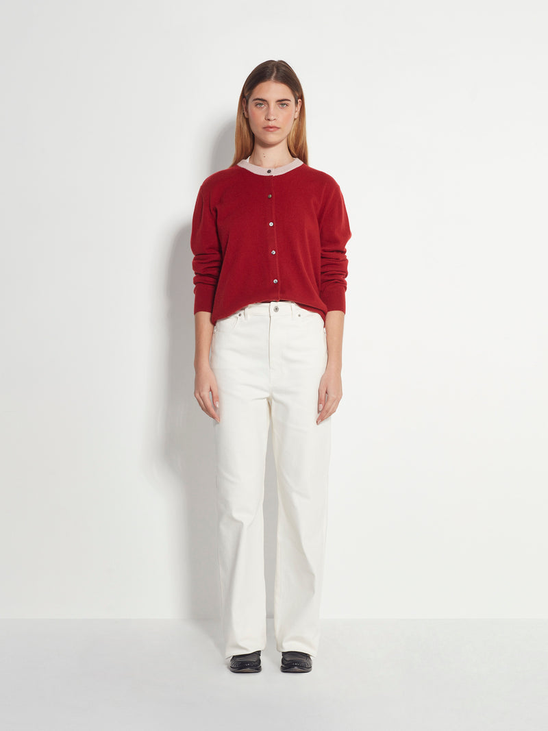 Contrast Twin Cardi (Cashmere) Macaroon
