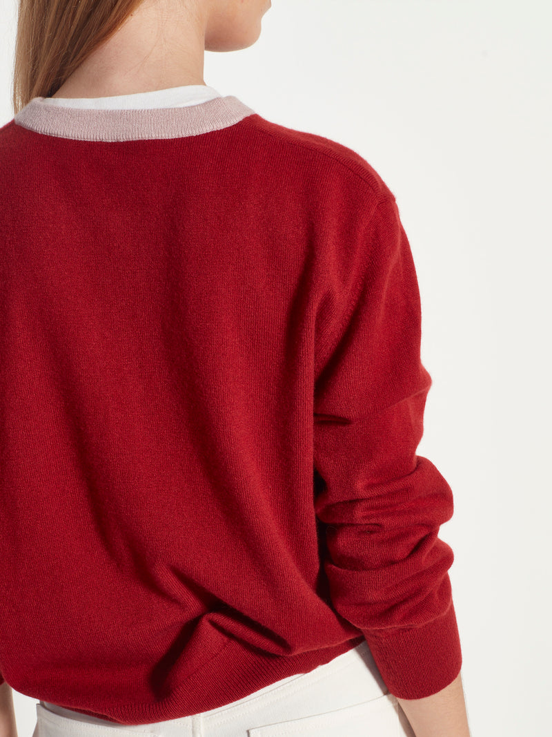 Contrast Twin Cardi (Cashmere) Macaroon