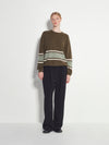 Stripe Crew Sweater (Cashmere) Ivy