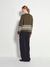 Stripe Crew Sweater (Cashmere) Ivy