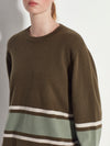 Stripe Crew Sweater (Cashmere) Ivy