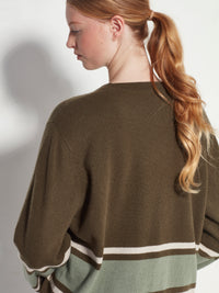 Stripe Crew Sweater (Cashmere) Ivy